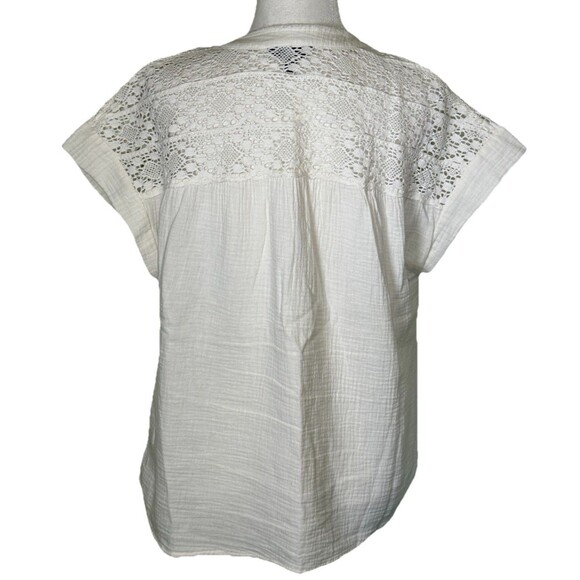Frye Womans Boho Crochet Lace Gauze Top Peasant Cottagecore Feminine Romantic XL - Picture 3 of 8